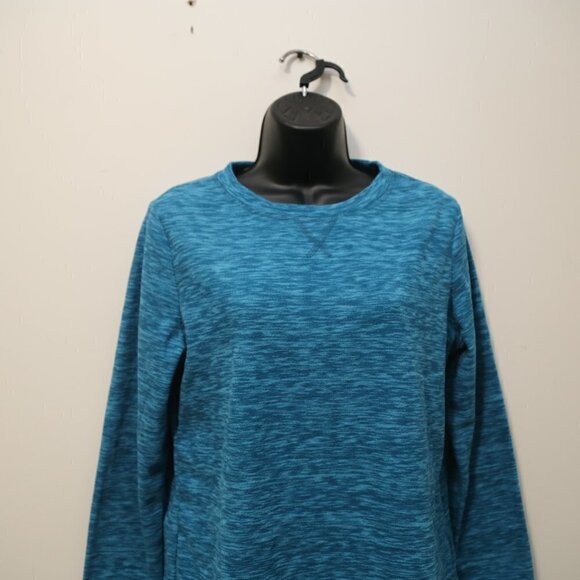 KAREN SCOTT LS Stretch Polo Heathered Space Dye Blue Pullover Sweater - Picture 2 of 9